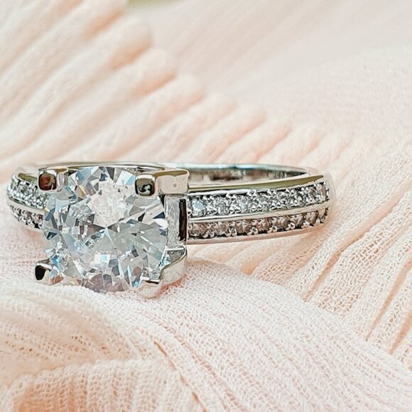 💎 Unique Cubic Dainty Double Layer Macro Silver Rings for Women, INDN8377 - Picture 4 of 4